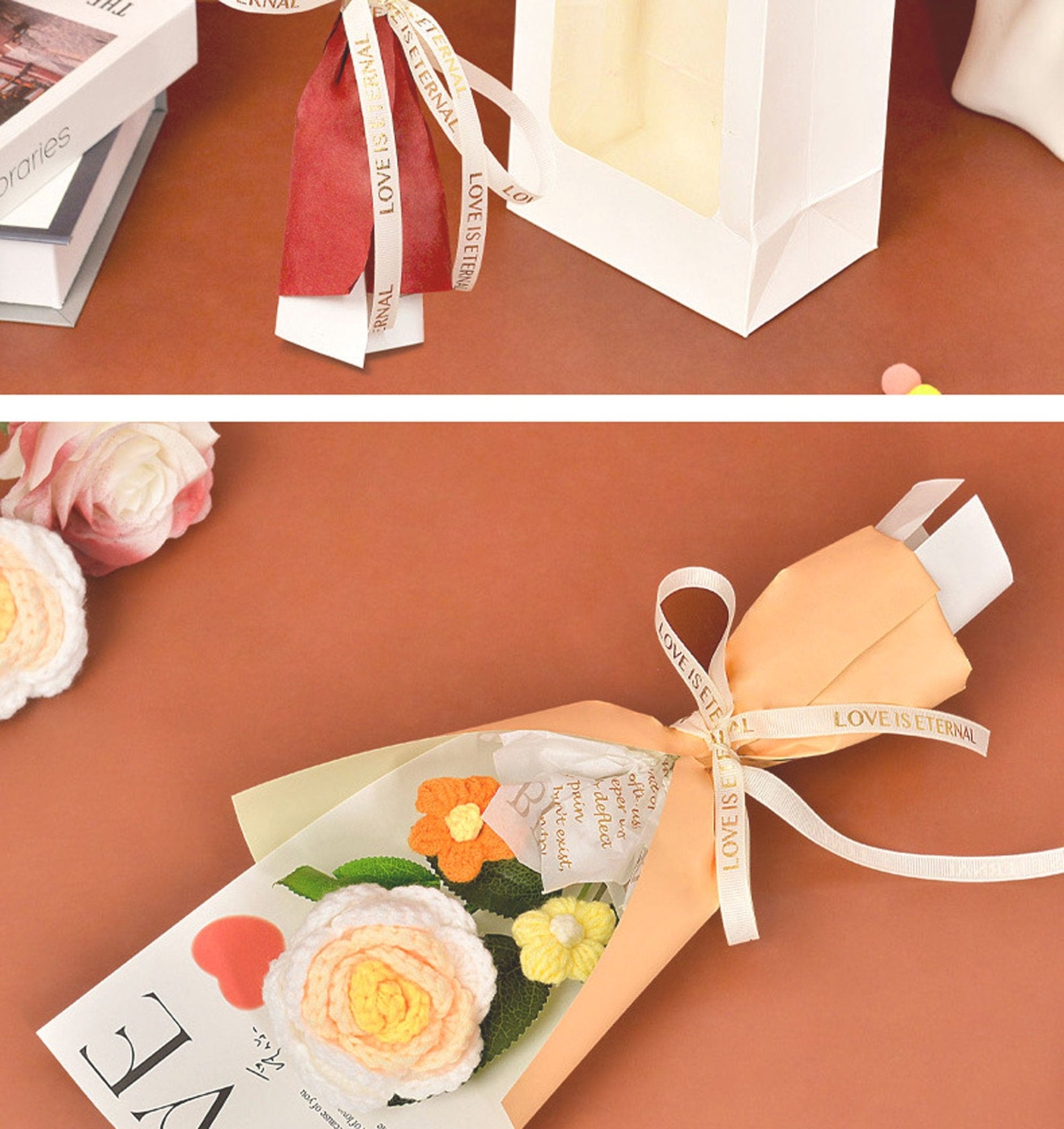 Crochet Rose Bouquet Romantic Gift for Girlfriend or Mothers Day