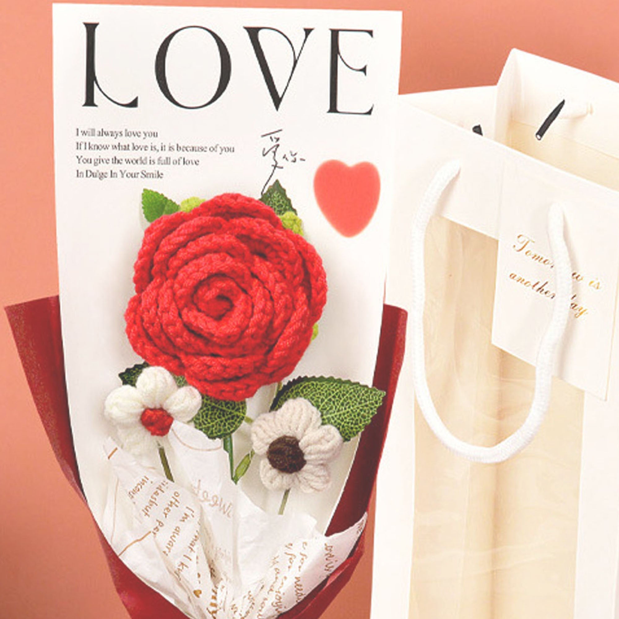 Crochet Rose Bouquet Romantic Gift for Girlfriend or Mothers Day