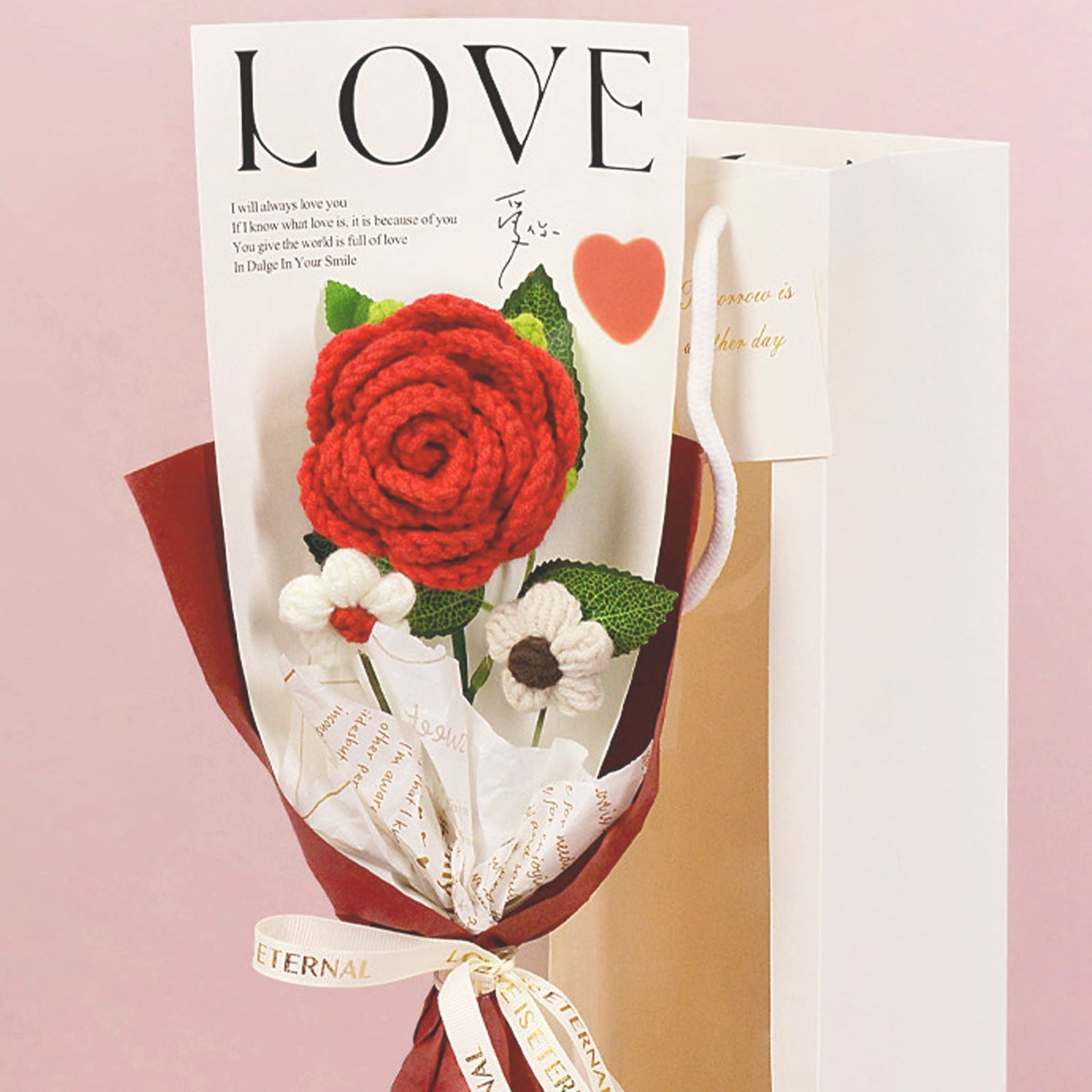 Crochet Rose Bouquet Romantic Gift for Girlfriend or Mothers Day